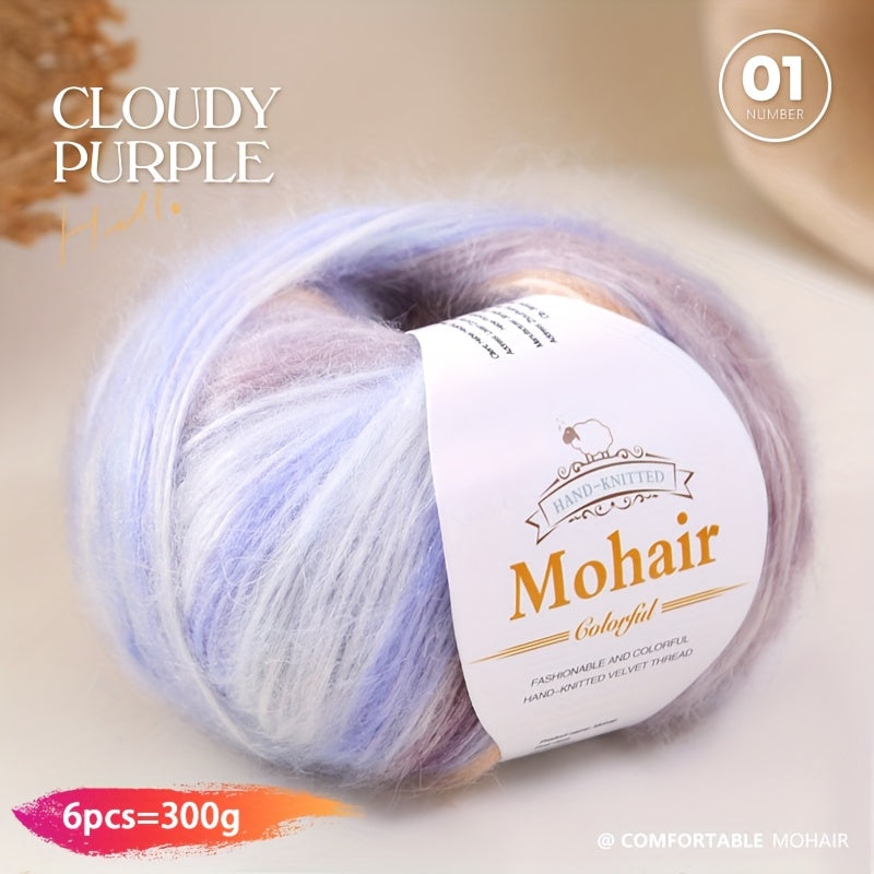 1 large bag = 6 skeins of yarn, rainbow gradient colors available. Suitable for DIY crafting materials such as knitting tops, pants, scarves, gloves, and other handmade items. Composition: 90% polyester, 10% wool