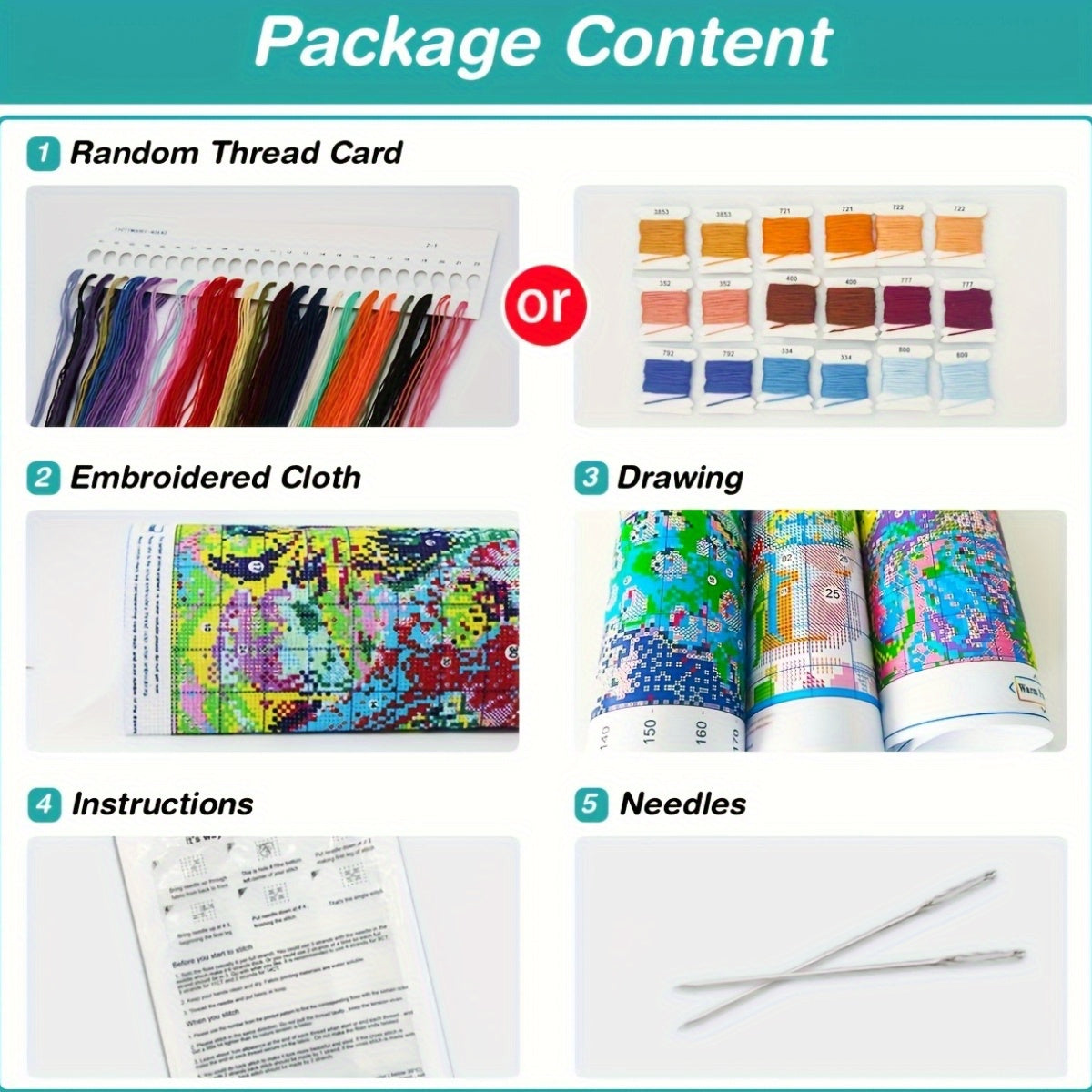 ZUOANLF 1 Set - [30*40cm/11.8*15.7in][40*50cm/15.7*19.7in]Unframed 11CT/14CT Embroidery Fabric Cross Stitch DIY Kit, Includes Printed Fabric, Needles, Threads, Patterns & Ins