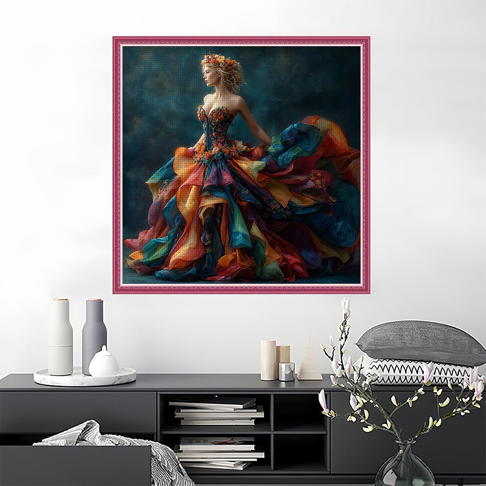 DIY Cross Stitch Kit - Vibrant Floral Embroidery Set for Living Room & Bedroom Decor, 11CT Nylon Fabric Art, Frameless Wall Hanging, All-Season Home Decoration, Embroidery Kit|Vibrant Embroidery|Detailed Embroidery, Cross Sti