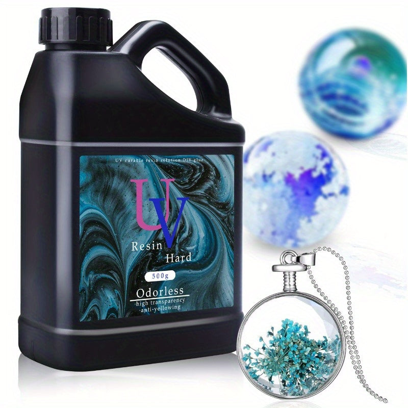 Complete UV Resin Starter Kit with Low-Odor UV Lamp & Silicone Mat - Epoxy Resin Craft for Jewelry Making, DIY Crafts, River Table Effects, Pendants, Charms - Compatible with Resin (No-Mix Formula)
