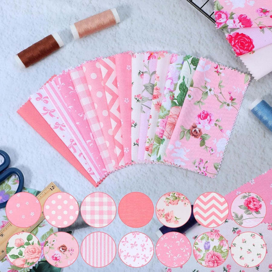 80pcs pink quilted charm packs, pre-cut quilt fabric squares 5.0 x 5.0inch, floral patchwork fabric for sewing DIY crafts,  Quilting Supplies, Floral Patterns, Decorative Squares, Durable Textiles, Precut Fabric, Sewing Mater