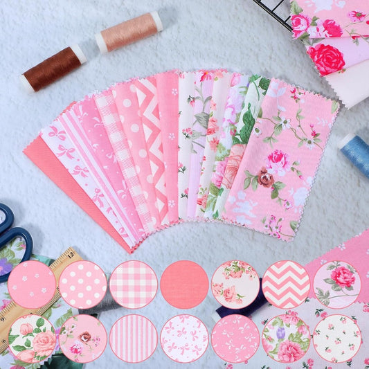 80pcs pink quilted charm packs, pre-cut quilt fabric squares 5.0 x 5.0inch, floral patchwork fabric for sewing DIY crafts,  Quilting Supplies, Floral Patterns, Decorative Squares, Durable Textiles, Precut Fabric, Sewing Mater