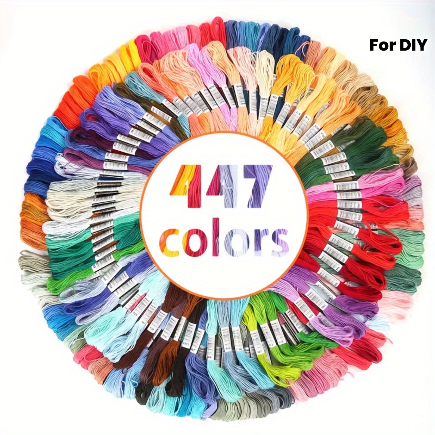 447 color polyester embroidery thread - 50 bundles, bright and colorful mixed, high-quality cross-stitch thread suitable for DIY handicrafts and sewing kits; bright embroidery thread; smooth texture, embroidery supplies