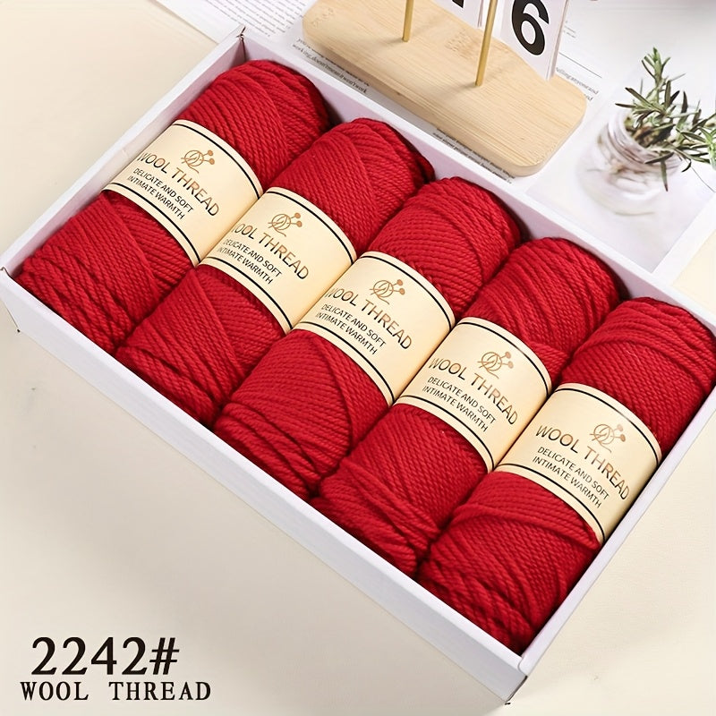 5 Balls of Australian Wool 70% Knitting Needle Thick Wool Yarn 3-Layer Yarn Light Luxury Wool Yarn Is Soft And Comfortable Suitable for Sweaters, Coats, Shawls, Hats, Scarves And Various Hand-Knitting