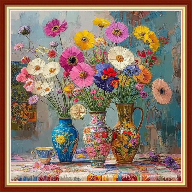 Stamped Cross Stitch Kits Embroidery kit for Beginners Adults Full Range of Embroidery Patterns Starter Kits Printed Cross Stitch Kits Needlepoint Kits 11CTColorful Flowers 18x18 inchs, Small Cross Stitch Kits, Mini Cross Sti