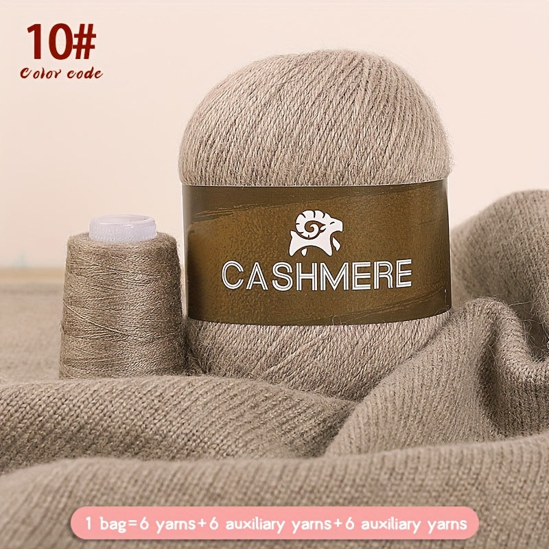 6Pairs Cashmere 100. Yarn, Soft Warm Yarn for DIY Crocheting And Knitting Hat, Scarf Total 300G+120G