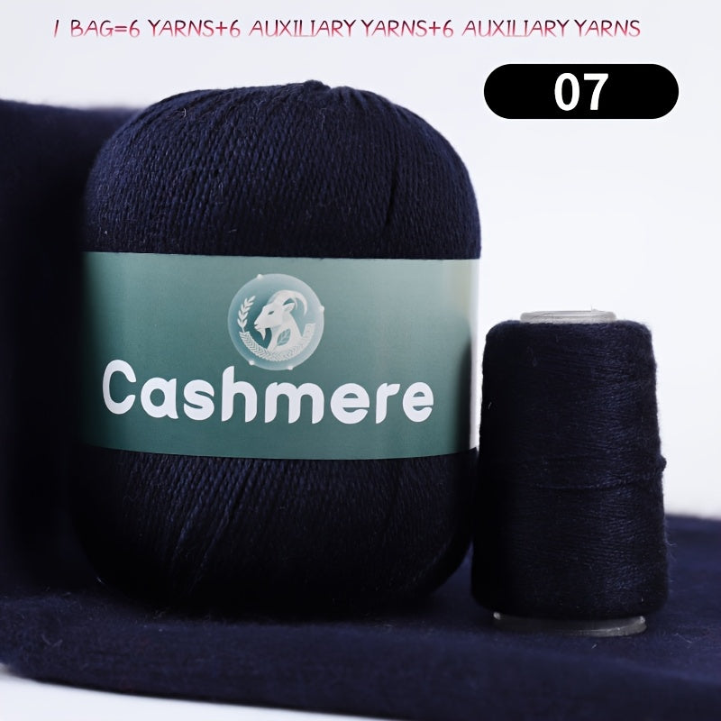 6-Ply Hand-Knitting Yarn for Self-Knitted Cashmere Sweaters, Includes Matching Yarn for Machine-Knitted Cashmere Hats and Scarves, Knitting Needles, and Yarn Balls