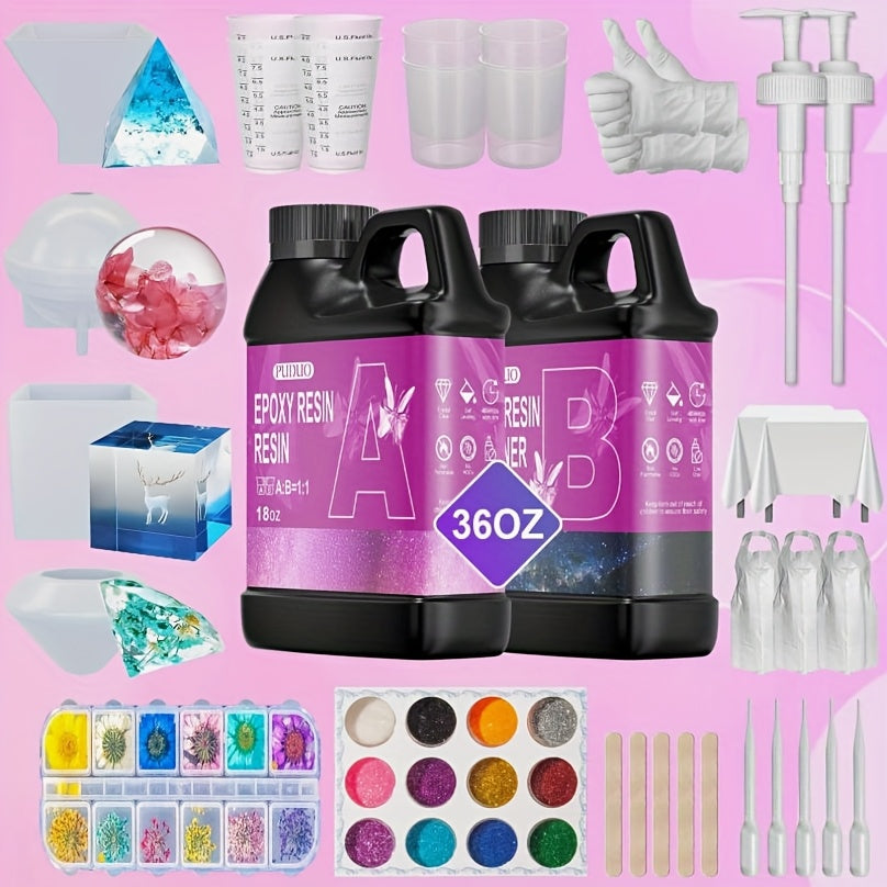 Resin Beginners Set, Including 36oz Resin And All Accessories, Easy to Unleash Creativity And Create Unique Works