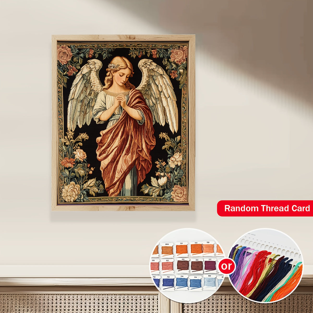 ZUOANLF 1set 40x50cm/15.7x19.7Inch DIY Cross Stitch Kit Frameless, Beautiful woman, stamped cross stitch kits, Embroidery Set for Home Decor, Includes Patterned Fabric & Threads, Perfect for Living Room Entrance or Bedroom De