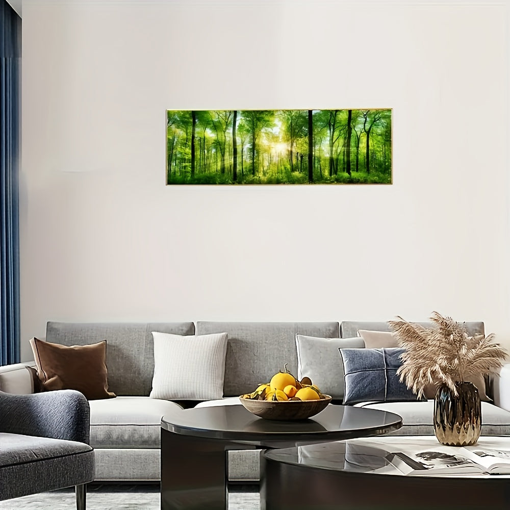 1pc Landscape Green Yellow Forest Tree Diamond Painting Cross Stitch Kits Full Diamond Mosaic Embroidery for Living Room Home Decor No Frame 90x30cm/35x12in