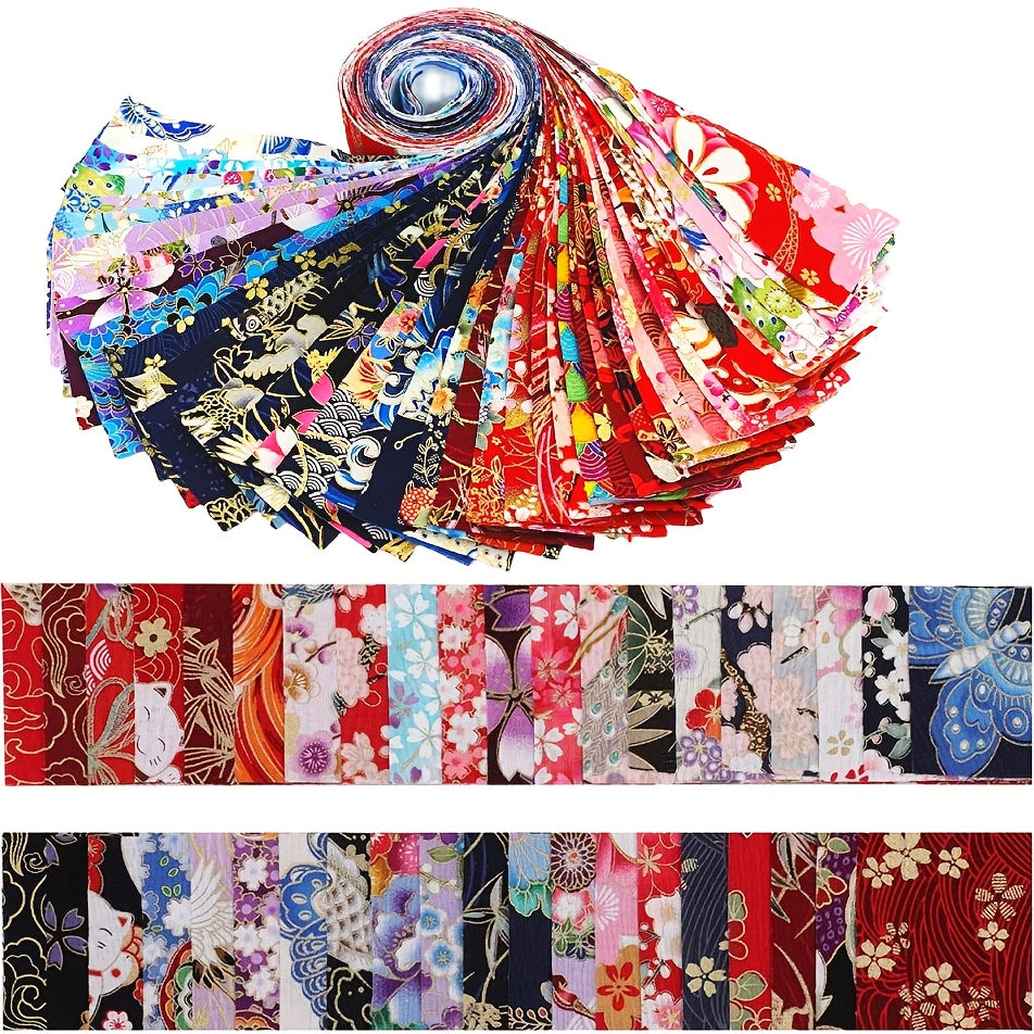 40pcs Cotton Fabric Roll Quilting Fabric Squares Jelly Fabric Patchwork Roll 2.56 Inch Precut Fabric Strips For Holiday Materials Craft Sewing DIY Gift For Mom