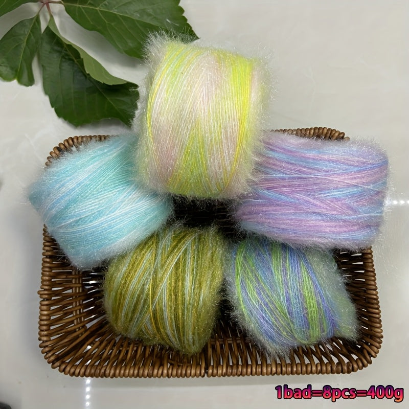 A Large Economical Pack of 400G of Soft Long-Haired Yarn, Suitable for Sweaters, Scarves, Jackets, Shawls, Hats, Coats, Etc. This Yarn Material Kit Is Perfect for DIY Projects. 1 Pack = 8pcs = 400G, Consisting of 80% Acrylic
