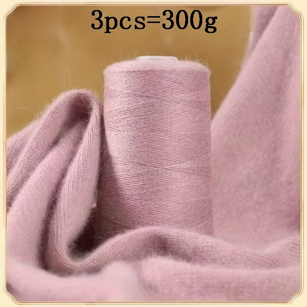 3pcs 300g 100% Cashmere Yarn - Ultra-Soft & Warm Lightweight Skeins for Knitting Hats, Scarves, Sweaters, Gloves - Luxury Craft Yarn in, Coffee, Gray, Brick Red, Beige, Blush, Navy, Camel, Chunky Yarn, Winter Craft Supplies,