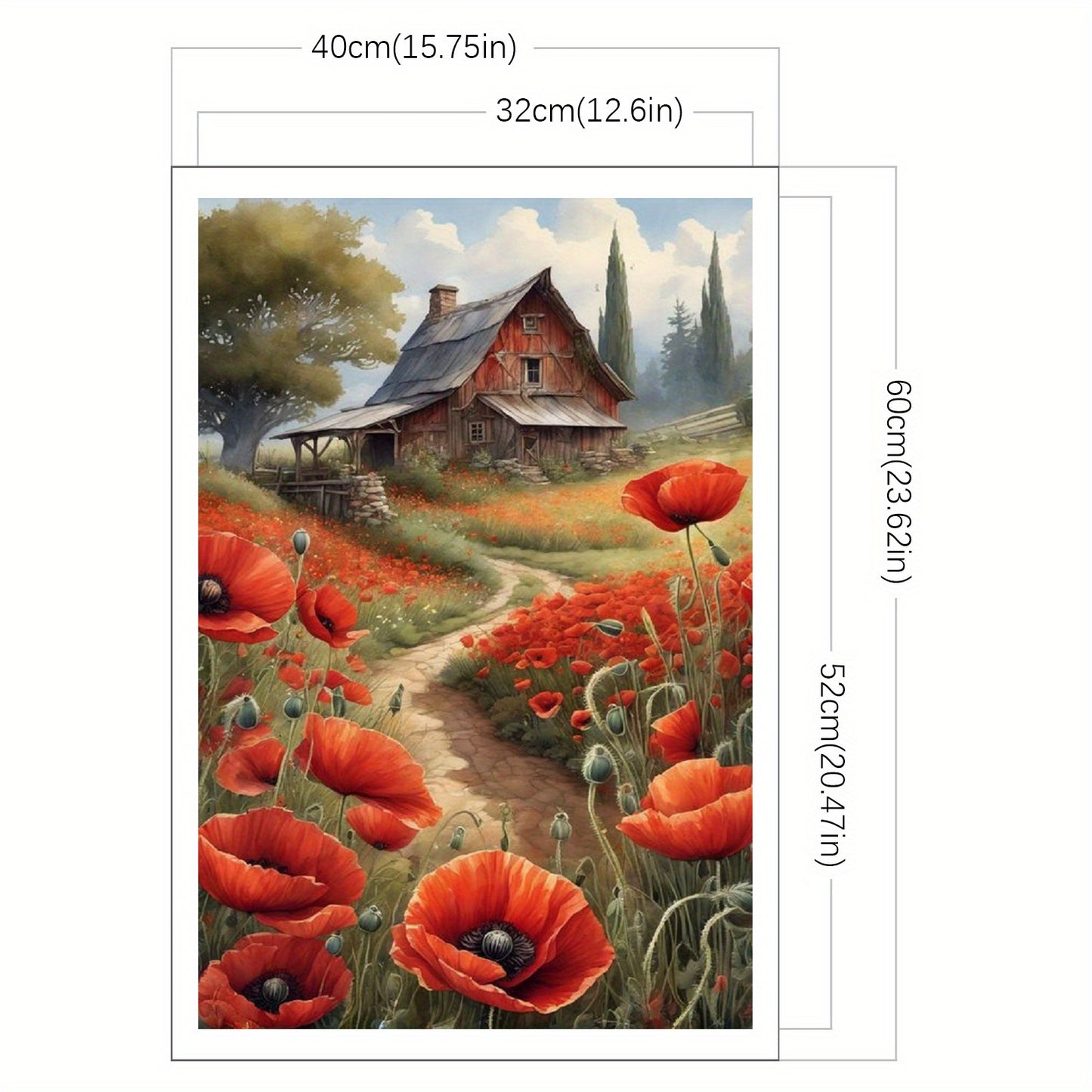 Stamped Cross Stitch Kits for Adults, Poppy Embroidery Kits for Beginners, 11CT Patterns, Counted Embroidery Needlepoint Kits Home Decor, 15.7 x 23.6 inch