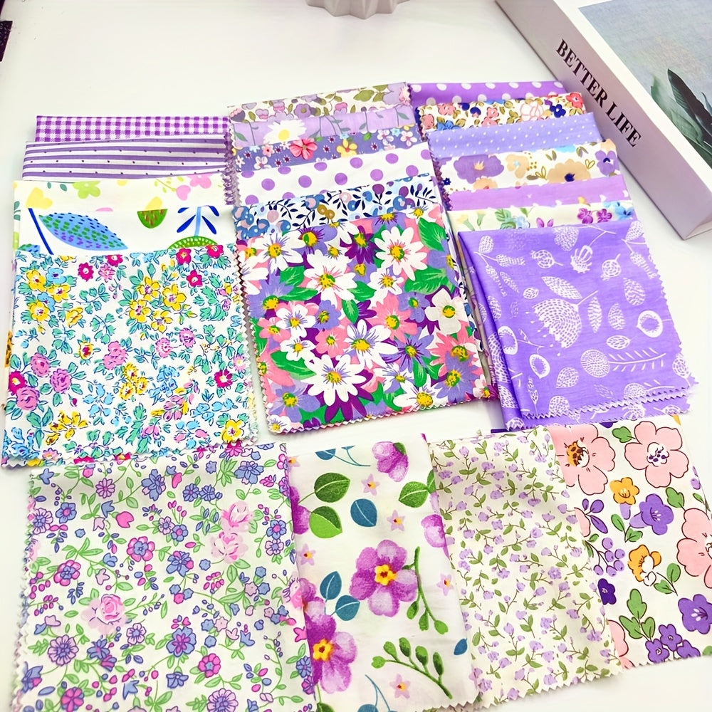 22pcs of Pink Floral Jelly Cotton Fabric Rolls, Measuring 9.84inch X 9.84inch, Suitable for Quilting, DIY Sewing, Blanket And Carpet Home Decor, And Wallet Making.