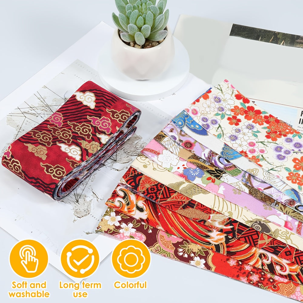 40pcs Washable Quilting Fabric Strips - Pre-Cut Crafting strips with Floral, Paisley, Abstract Patterns - Navy Blue, Red, Pink, Golden, Beige, Brown, Purple, Teal - for Quilting, Upholstery, Bags, Home Decor - Ideal for Begin