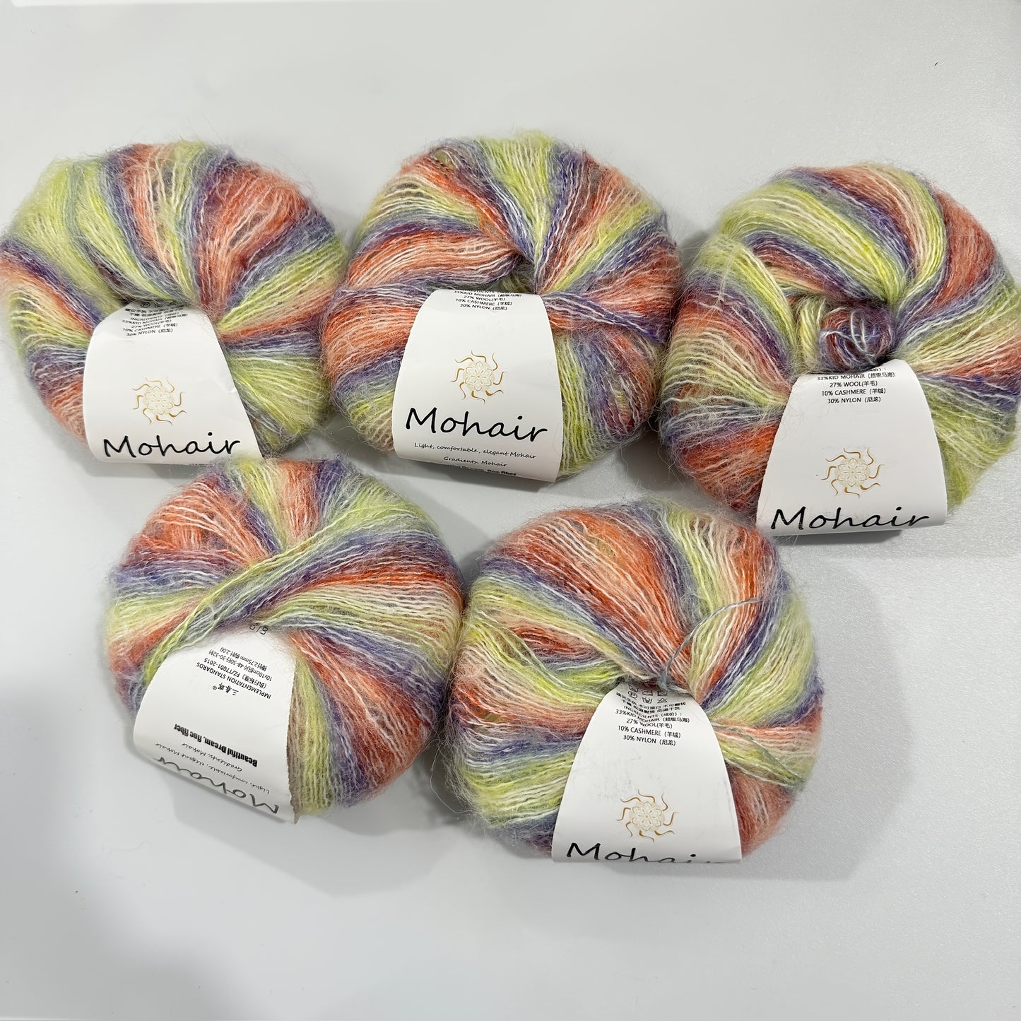 5pcs of Gradient Dyed Yarn, Hand-Woven in Candy Colors, Ultra-Soft Long Pile with Shiny Threads, Suitable for DIY Crochet, Knitting Scarves And Sweaters.