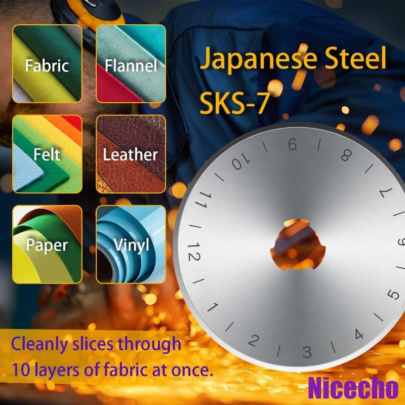Rotary Cutter Set, Sewing Quilting Supplies, 45mm 28mm Fabric Cutters, 8 Rotary Cutter Blades, A3 Cutting Sewing, 6x12 2.5x12in Quilting Rulers, Quilt kits Lovers Beginners