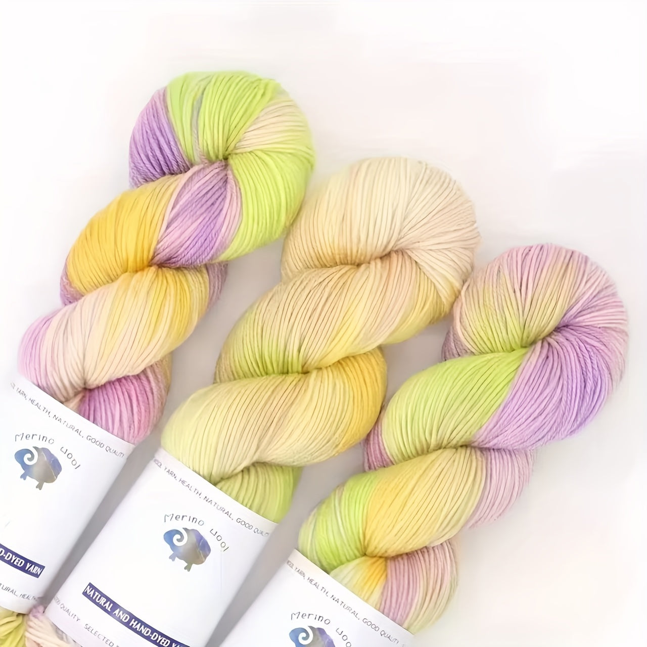 3-Pack Soft Wool Blend Yarn, 52% Wool, 10% Cashmere, 38% Polyester, Multicolored & Self-Striping, Variegated & Heather Ombre, 100g Each, 270m Total, for Knitting Scarves, Blankets, Sweaters, Hats, Gloves, Socks