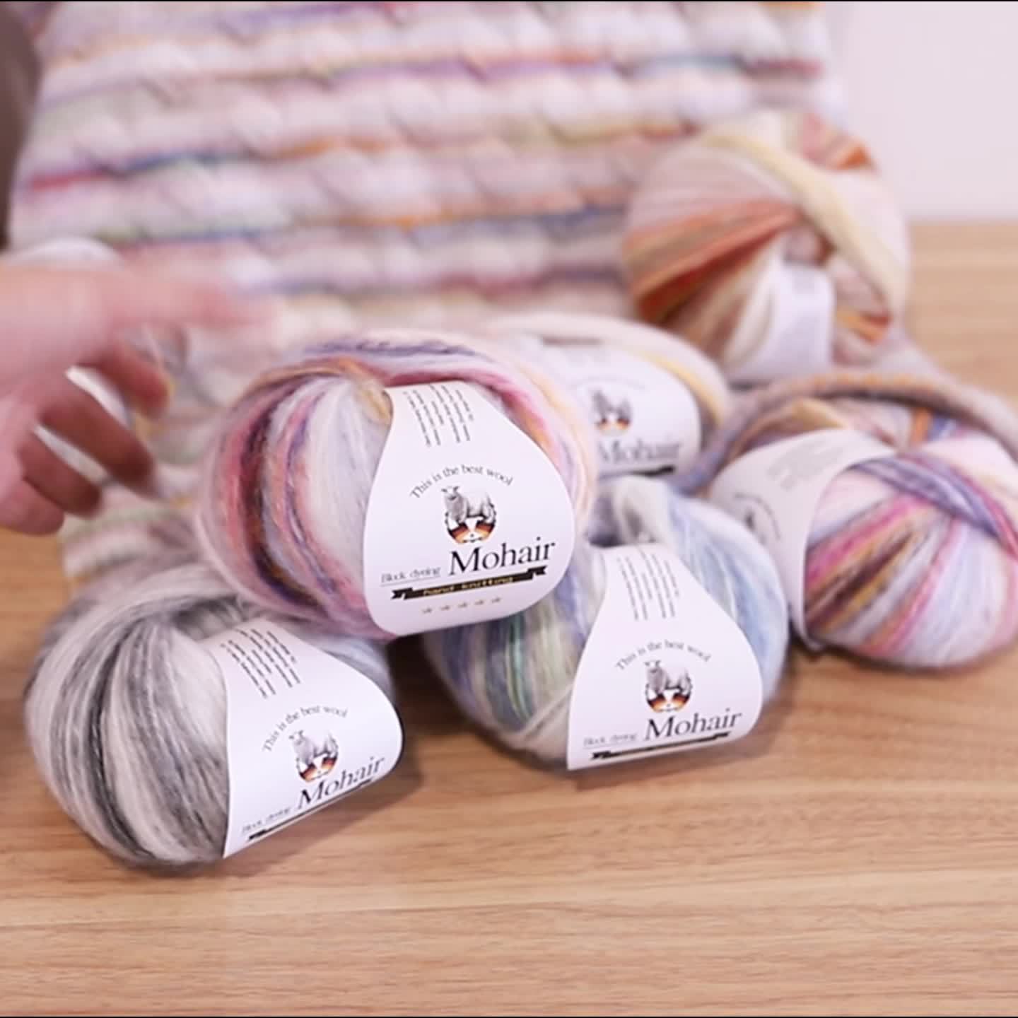 1 Bag = 8 Balls = 400g Multicolor Self-Striping Mohair Yarn | Fashion Sweaters, Coats, Shawls, Trench Coats, Scarves, Hats, Gloves, Clothing Accessories - Polyester 80%, Wool 10%, Nylon 10%