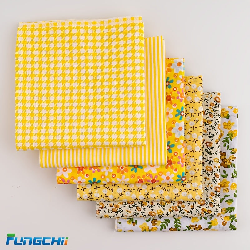 6pcs 19.9"x19.9"(50.5*50.5cm) Quilting Cotton Squares Sheets Pre-Cut Multi-Color Design Printed Floral Craft Fabric for DIY Sewing Scrapbooking Quilting Craft Patchwork (Yellow)