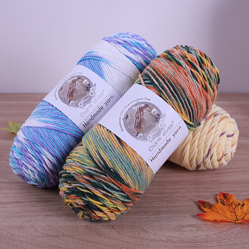 JIUWEIDIAOWANG 3pcs Rainbow Gradient Yarn, Medium Thickness - Perfect for Knitting Sweaters, Scarves, Hats & Crafts, 360g Each