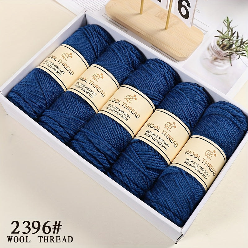 5 Balls of Australian Wool 70% Knitting Needle Thick Wool Yarn 3-Layer Yarn Light Luxury Wool Yarn Is Soft And Comfortable Suitable for Sweaters, Coats, Shawls, Hats, Scarves And Various Hand-Knitting