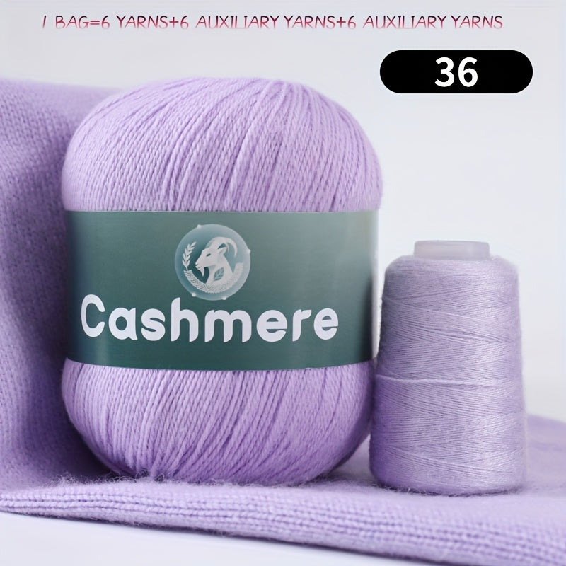 6-Ply Hand-Knitting Yarn for Self-Knitted Cashmere Sweaters, Includes Matching Yarn for Machine-Knitted Cashmere Hats and Scarves, Knitting Needles, and Yarn Balls