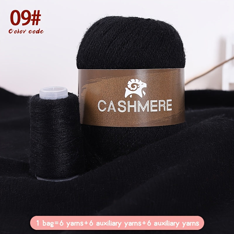 6Pairs Cashmere 100. Yarn, Soft Warm Yarn for DIY Crocheting And Knitting Hat, Scarf Total 300G+120G